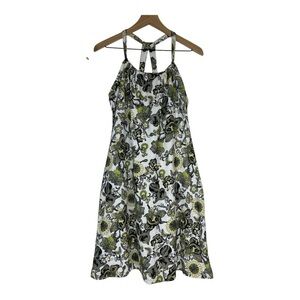 PrAna Sz Large Quinn Dress Citron Retro Floral Print Dress NWT